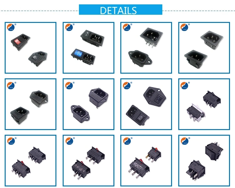 6.3A 10A 250V AC Power Socket and Switch with 5.2X20 Fuse